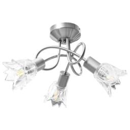 Berkfield Home Elegant Ceiling Lamp with Transparent Glass Shades for 3 E14 Bulb in Silver - thumbnail 3