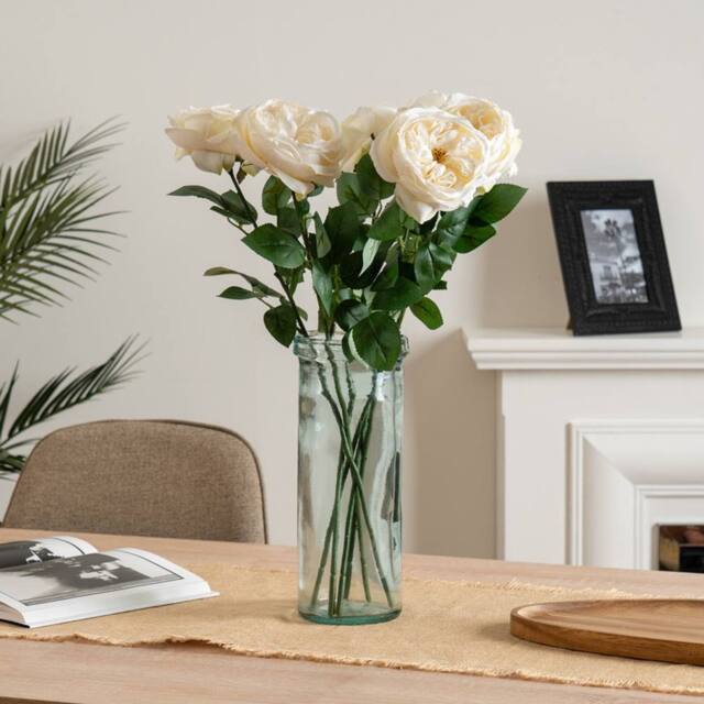 Scottish Everlastings Ltd 50cm Cream Cabbage Rose Stem 6 PK - image 1