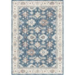 The Rug Shop UK Blue Bordered Floral 7mm Thick Stain-Resistant Traditional Rug - Size: 120 cm x 160 cm - thumbnail 4