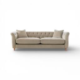 The Great Sofa Company Kensington 3-Seater Velvet Chesterfield Sofa in Cream - Size: 3 Seater - thumbnail 3