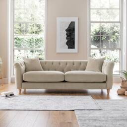 The Great Sofa Company Kensington 3-Seater Velvet Chesterfield Sofa in Cream - Size: 3 Seater - thumbnail 1