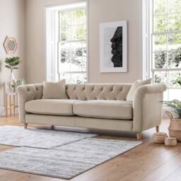 The Great Sofa Company Kensington 3-Seater Velvet Chesterfield Sofa in Cream - Size: 3 Seater - thumbnail 2