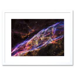 Artery8 Wall Art Print Hubble Space Astronomy Veil Nebula Supernova Remnant Blast Wave Stunning Massive Star Debris Remains Artwork Framed 9X7 Inch - thumbnail 1