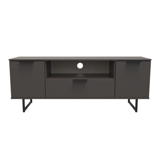 Ready Assembled 2 U Fuji 2 Door 1 Drawer Wide TV Unit (Ready Assembled) in Dark Grey - image 1