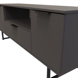 Ready Assembled 2 U Fuji 2 Door 1 Drawer Wide TV Unit (Ready Assembled) in Dark Grey - thumbnail 4