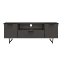 Ready Assembled 2 U Fuji 2 Door 1 Drawer Wide TV Unit (Ready Assembled) in Dark Grey - thumbnail 1