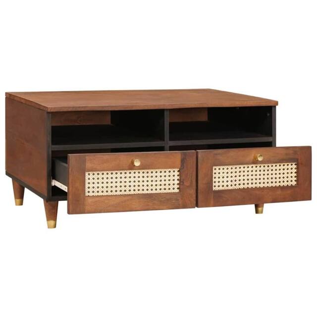 Berkfield Home Coffee Tables with Drawer with Shelf with Storage Brown Cane and… - image 1