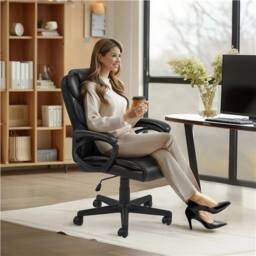 KORVIXA Executive Desk Chair Lumbar Support Big & Tall Computer Chair in Black - Size: 100 cm x 100 cm - thumbnail 5