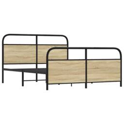 Berkfield Home Metal Bed Frame without Mattress Sonoma Oak 160x200 cm in Brown - thumbnail 1