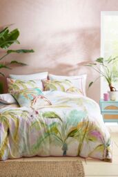 Appletree 'Leilani' 100% Cotton Tropical Print Duvet Cover Set in Green - Size: Super King - thumbnail 4