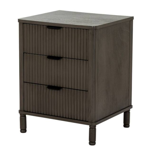 Lemon Pavilion Furniture and Decor Reed Collection 3 Drawer Bedside Table - Wood - L40xW45xH58 cm - Brown in Taupe - image 1