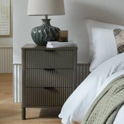 Lemon Pavilion Furniture and Decor Reed Collection 3 Drawer Bedside Table - Wood - L40xW45xH58 cm - Brown in Taupe - thumbnail 4