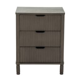 Lemon Pavilion Furniture and Decor Reed Collection 3 Drawer Bedside Table - Wood - L40xW45xH58 cm - Brown in Taupe - thumbnail 2