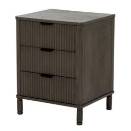 Lemon Pavilion Furniture and Decor Reed Collection 3 Drawer Bedside Table - Wood - L40xW45xH58 cm - Brown in Taupe