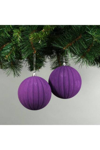 KDMD 10cm Purple Velvet Watermelon Baubles Set of 4 - image 1