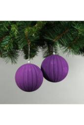 KDMD 10cm Purple Velvet Watermelon Baubles Set of 4 - thumbnail 2