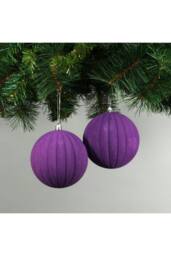 KDMD 10cm Purple Velvet Watermelon Baubles Set of 4 - thumbnail 1
