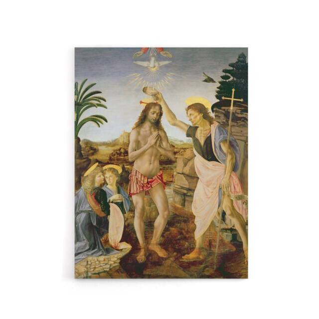 "Artery8 Verrocchio Da Vinci The Baptism Of Christ Canvas Wall Art Print - Size: W18"" x H24""" - image 1