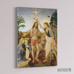 "Artery8 Verrocchio Da Vinci The Baptism Of Christ Canvas Wall Art Print - Size: W18"" x H24""" - thumbnail 2