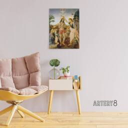 "Artery8 Verrocchio Da Vinci The Baptism Of Christ Canvas Wall Art Print - Size: W18"" x H24""" - thumbnail 3