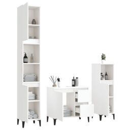 Berkfield Home 3 Piece Bathroom Cabinet Set White Engineered Wood - thumbnail 4