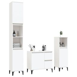 Berkfield Home 3 Piece Bathroom Cabinet Set White Engineered Wood - thumbnail 3