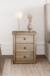 Home Discount Vida Designs Panama 3 Drawer Bedside Chest of Drawers Bedroom Furniture in Brown - thumbnail 2