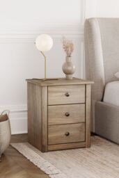Home Discount Vida Designs Panama 3 Drawer Bedside Chest of Drawers Bedroom Furniture in Brown