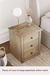Home Discount Vida Designs Panama 3 Drawer Bedside Chest of Drawers Bedroom Furniture in Brown - thumbnail 6