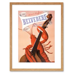 "Artery8 Wall Art Print Belvedere Hotel Casino Lobster Cello Davos Artwork Framed 9X7 Inch in Beige - Size: W7"" x H9""" - thumbnail 1