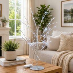 SPOT ON DEALZ 48 LED Silver Twig Tree with Jewelled Lights Christmas Decor - thumbnail 4