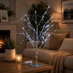 SPOT ON DEALZ 48 LED Silver Twig Tree with Jewelled Lights Christmas Decor - thumbnail 5