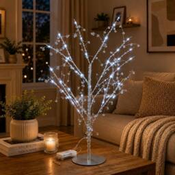 SPOT ON DEALZ 48 LED Silver Twig Tree with Jewelled Lights Christmas Decor - thumbnail 7