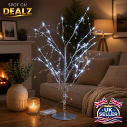 SPOT ON DEALZ 48 LED Silver Twig Tree with Jewelled Lights Christmas Decor - thumbnail 2