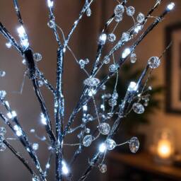 SPOT ON DEALZ 48 LED Silver Twig Tree with Jewelled Lights Christmas Decor - thumbnail 3
