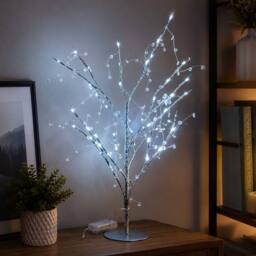 SPOT ON DEALZ 48 LED Silver Twig Tree with Jewelled Lights Christmas Decor - thumbnail 1