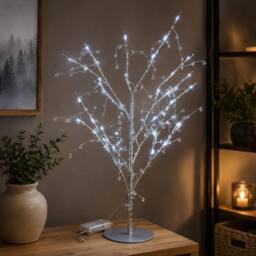 SPOT ON DEALZ 48 LED Silver Twig Tree with Jewelled Lights Christmas Decor - thumbnail 6