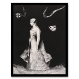 Artery8 Odilon Redon Framed Wall Art Print Haunting Ghostly Female Figure in Black - Size: A4 - thumbnail 1