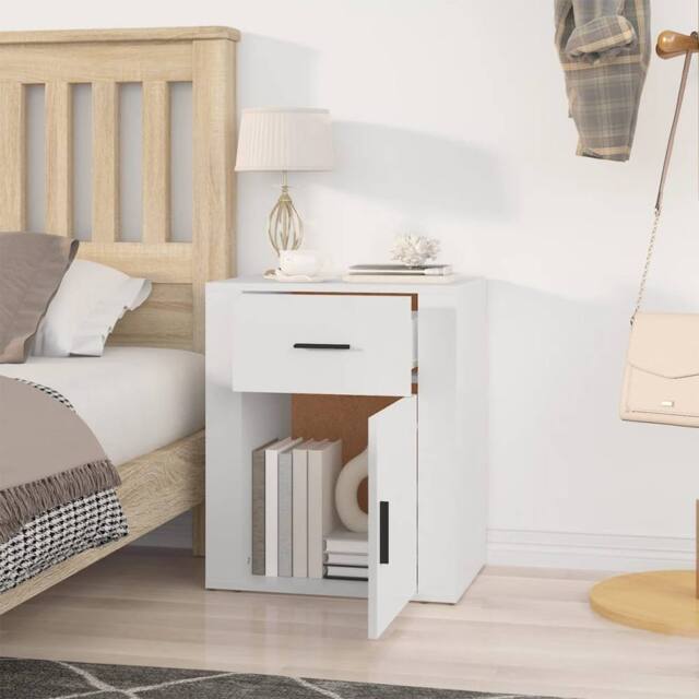 Berkfield Home Classic Bedside Cabinet White 50x36x60 cm Engineered Wood - Size: 50 x 36 x 60 cm - image 1