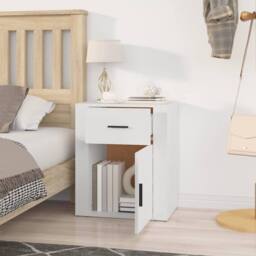 Berkfield Home Classic Bedside Cabinet White 50x36x60 cm Engineered Wood - Size: 50 x 36 x 60 cm - thumbnail 1