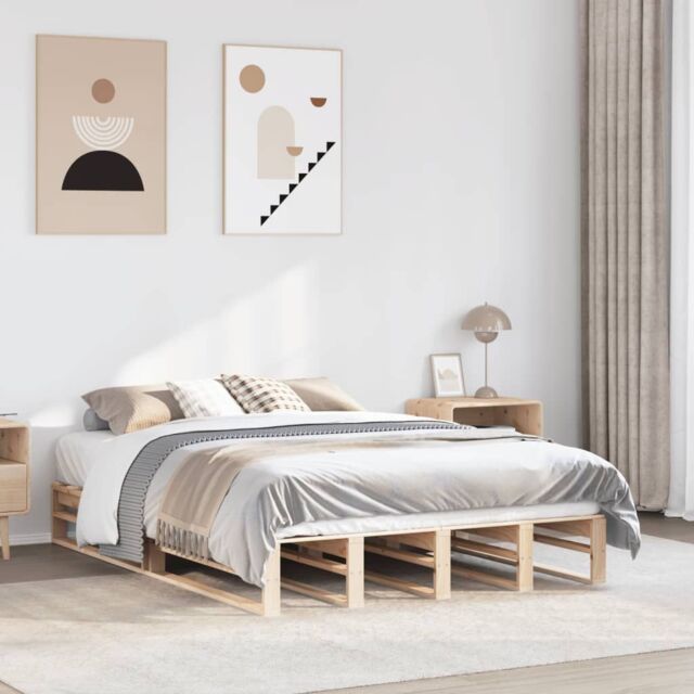 Berkfield Home Bed Frame without Mattress 140x190 cm Solid Wood Pine in Brown - image 1