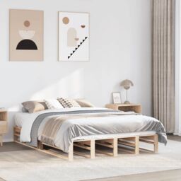 Berkfield Home Bed Frame without Mattress 140x190 cm Solid Wood Pine in Brown - thumbnail 1