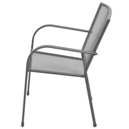 Berkfield Home Stackable Garden Chair Set 3 pcs Anthracite Powder-coated Steel in Black - thumbnail 6