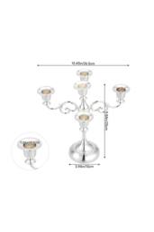 Living and Home 5-Arm Vintage Candelabra Metal Candle Holder in Silver - thumbnail 5