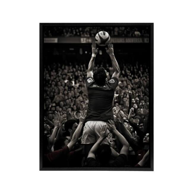 "Artery8 Rugby Sport Lineout Catch Framed Canvas Wall Art Print in Black - Size: W12"" x H16""" - image 1