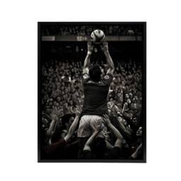 "Artery8 Rugby Sport Lineout Catch Framed Canvas Wall Art Print in Black - Size: W12"" x H16""" - thumbnail 1