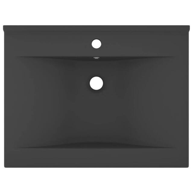 Berkfield Home Luxury Basin with Faucet Hole Matt Dark Grey 60x46 cm Ceramic - image 1