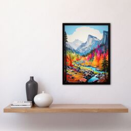 Artery8 Wall Art Print Colourful Yosemite National Park Forest Landscape Framed - Size: A4 - thumbnail 4