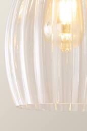ValueLights Cheltenham Clear Ribbed Glass Dome Pendant Ceiling Light with Bulb in Bronze - thumbnail 5