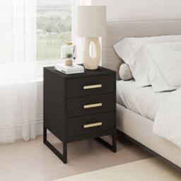 Melody Maison Pair Of Black 3 Drawer Bedside Tables - Luna Black Range - thumbnail 6